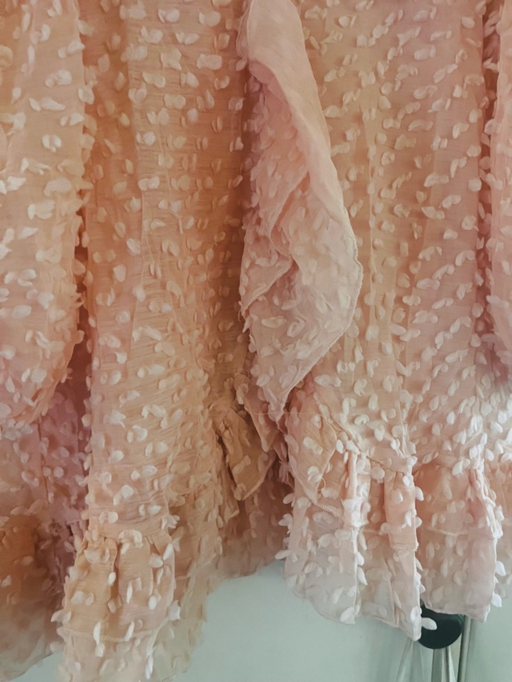 Milkmaid Fairycore Ethereal Chiffon Dainty Feminine Textured Ruffle Boho Dress L - Picture 3 of 10